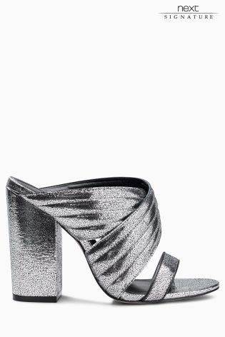 Silver Signature Leather Mules